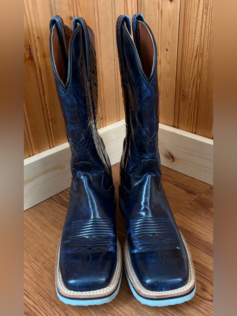Vintage Dan Post Navy Cowgirl  Squared toed boot